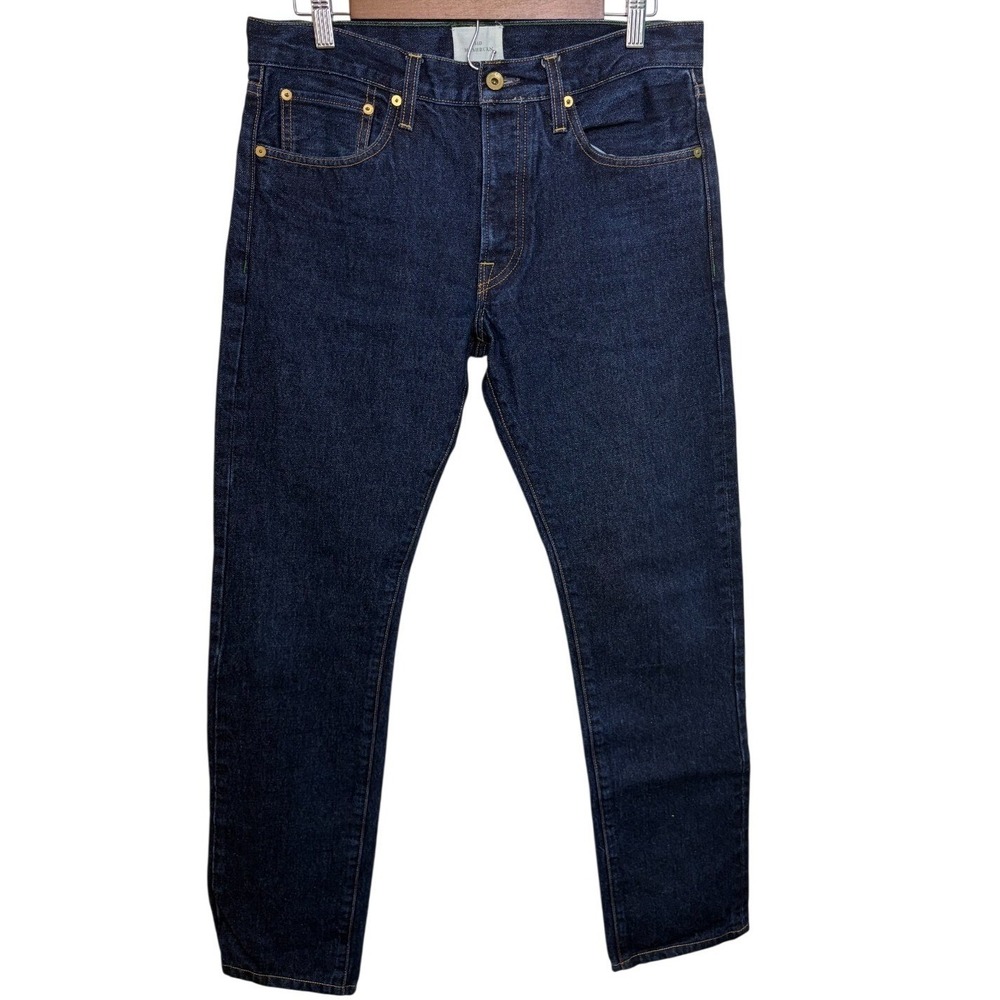 Sid Mashburn Jeans Mens 32x32 Dark Wash Blue Slim Straight Made In USA Cone Mill